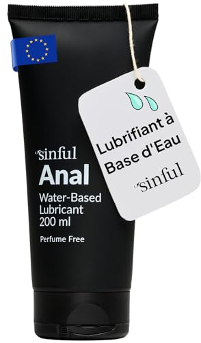 Sinful Gleitgel auf Wasserbasis - 200 ml Gleitcreme - Sensitiv für Beide | Wasserbasiert, Anal, Parfümfrei, Vegan, Transparent, 200 ml, 213 g