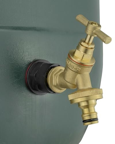 Waterbutt/rain Barrel/Storage Tank Connector/Adaptor+Solid Brass bib tap with Click-Lock Hose Connection+Free Thread Seal Tape, (Requires a 26mm Hole)