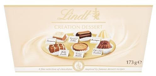 Lindt Creation Dessert Chocolate Box – 173g – Gift – Assorted Milk, Dark & White Chocolates Inspired by Classic Desserts