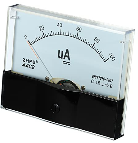 YOKIVE Analogico Pannello Amperometro, 44C2 Ampere Metro Corrente Tester, Ottimo per Ufficio, Arte, Casa, Giornalmente Usa (DC 0-100uA)