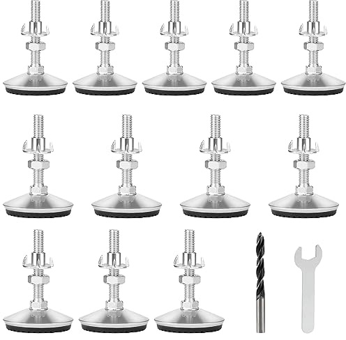 lalago 12 Stück Möbelfüße Verstellbar M8 × 50mm Stellfüße für Möbelbeine | Metall Tischbeine Tischfüße Höhenverstellbar, mit Regulierschraube Verstellschraube