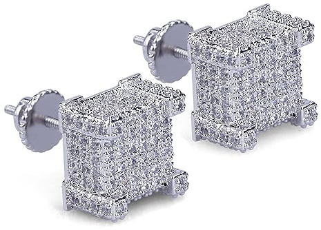 Shcyee Iced Out Zirkonia-Ohrringe, funkelnd, Hip-Hop-Ohrstecker, quadratisch, für Damen und Herren, Schmuckgeschenk
