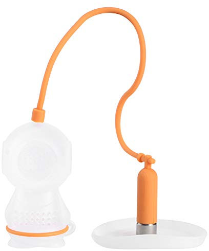 Silikon-Teefilter-Ei, Innovatives Taucher-Tee-Ei, Siebfilter für die Teezubereitung zu Hause, Taucher-förmiges Tee-Ei für Blattkorn-Teetassen (ORANGE)