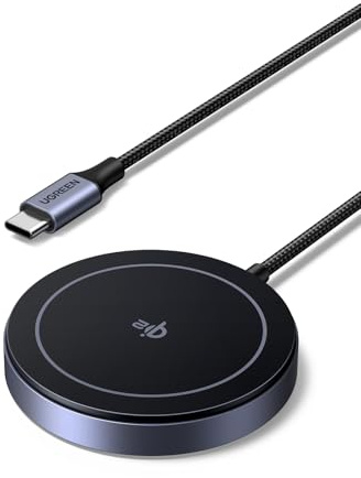 UGREEN MagFlow Qi2 15W kabelloses Ladepad, kabelloses Ladegerät MagSafe-Kompatibel, Wireless Charger mit 1,5M Kabel, für iPhone 17/16/15/14/13/12