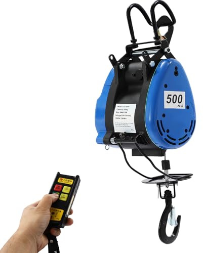 VonVVer 500KG Electric Hoist Lift Crane - 1800W Portable Winch with Wireless Remote Control 13m/min Electric Hoist 29m Lifting Height Electric Hoist Winch Overload Protection