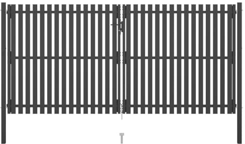 Lauuoeriau Beschläge, Zäune & Absperrungen, Tore, Gartenzaun, Tor, Stahl, 4 x 2,25 m, Anthrazit