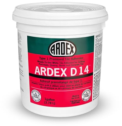 Ardex D 14 Type 1 Premixed Tile Adhesive, Mastic, 1 Gal (3.8 L) for Setting Quarry, Ceramic, Mosaic and Natural Stone Tile on Interior Surfaces