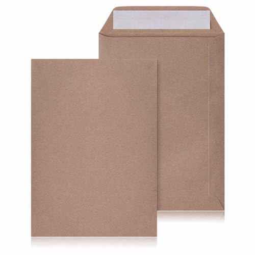 LOGIC PACK 100 Versandtaschen C5 Braun, haftklebend, robustes Kraftpapier | Starker Verschluss, mit Abziehstreifen, reißfest und blickdicht, extra stabiles Material, ideal für Dokumente & Briefe