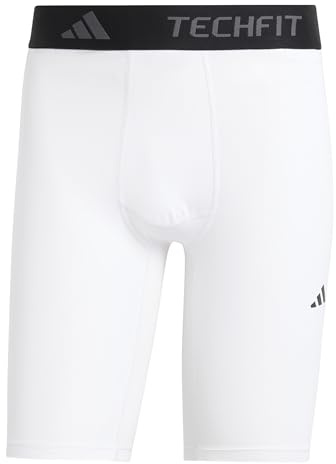 adidas Men's Techfit Compression Training Short Tight, White, L