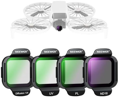 NEEWER ND Filtro Set compatible con DJI Flip / Lito X1 Dron, ND16 PL UV Black Diffusion 1/4 Snap On Kit de Accesorios con Filtros Lente ND Polarizados Densidad Neutra HD Multicapa Montaje, FL-N36