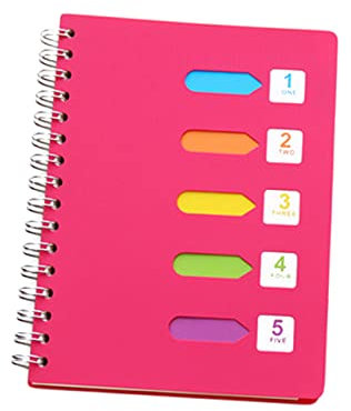 Sewroro Seitlich Spiralblock Klassifizierter Notizblock Mit Register Kategorien Dickes Papier Für Schüler Tagebuch Journal Reisetagebuch in Rosarot