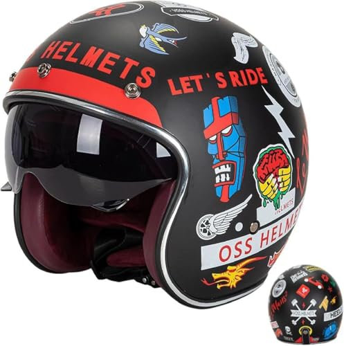 GKCEGHKS Cromwell Caschi ECE Omologato Casco A Scodella Scooter Motorino Casco Scooter retrò Casco Scodella Casco Faccia Aperta retrò Mezzo Casco Scooter Crociera Bicicletta