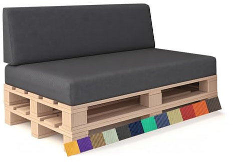 QINGLV Palettenmöbel für Indoor & Outdoor 160x50x8cm ausgestattet mit 50D-Schaumstoff in weiß Waschbar imprägniertes Oxford-Gewebe Weiche Palettenauflage für Wohnzimmer, Anthrazit.