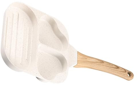 Hemobllo Poêle à Pancakes Pratique et Antiadhésive avec Deux Compartiments Forme de Cœur Accessoire Œufs pour et Nettoyage Facile