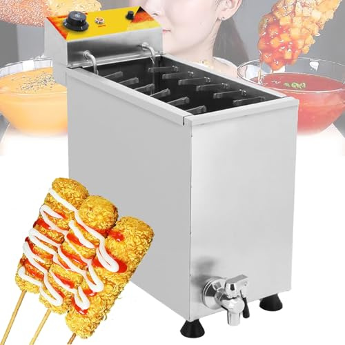 Friggitrice Elettrica per Snack per Hot Dog 3000 W, Acciaio Inox, Macchina per Friggere Bastoncini di Hot Dog al Formaggio, con 12 Ganci per Ristorante, Cucina Domestica Electric
