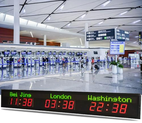 Orologio Mondiale, Orologio Mondiale con più Fusi Orari, Orologio da Parete Digitale con 3 Fusi Orari per Città, Orologio da Parete Mondiale A Colori con più Fusi Orari per Ufficio/Casa/Soggiorno/