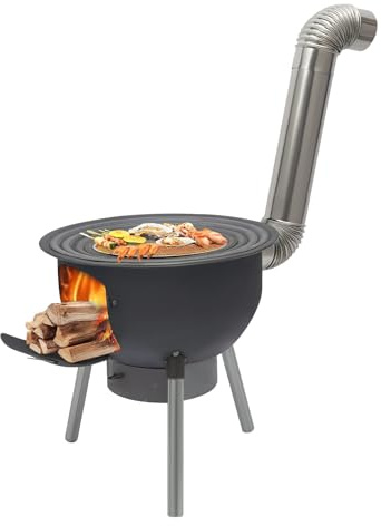 Wood Burning Stove, 20.5Heavy-Duty Rocket Stove with 4 Furnace rings, Windproof Wood Camping Stove for Outdoor Cooking, Hiking, Backpacking, Multi-Functional Portable Detachable Firewood Stove