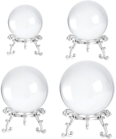 OLYCRAFT 4pz Sfera di Cristallo Trasparente con Supporto Sfera di Cristallo per Fotografia Magica Lensball Prop per Scatti Sfere Trasparenti Decorative Fotografia Prop Lensball Decorazione Fotografica