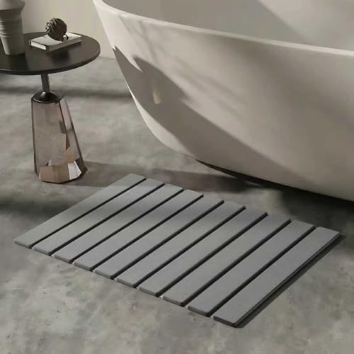 Tapis de Bain en Pierre - 60 x 40 cm - Antidérapant et Absorbant l'eau - Gris - 60 x 40 cm