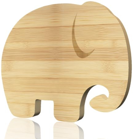 WEBEEDY Tabla de cortar de madera de bambú en forma de elefante, tabla de embutidos para la cocina, plato de queso gracioso plato de cena de Navidad, decoración de pared, regalo 30 x 25,3 cm