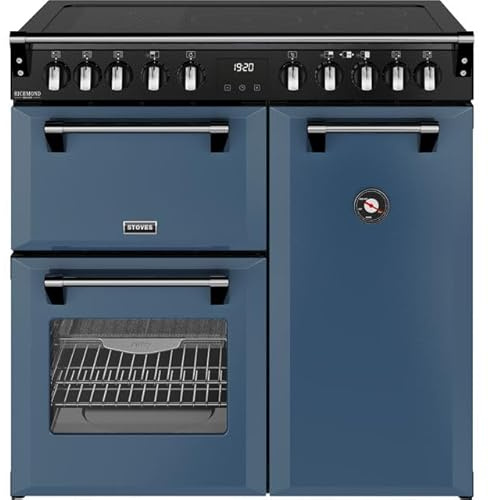 Stoves Richmond DX 90Ei 90cm wide Electric Range Cooker with Induction Hob - Twilight Blue - A Rated