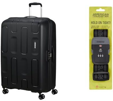 American Tourister Ellipso 79 cm Hartschalenkoffer schwarz mit Koffergurt, Black/Grey
