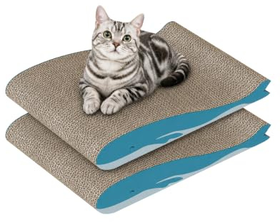 Dogat Lot de 2 Planches à gratter pour Chat - en Carton incurvé Double Face - 42 x 30 x 6,5 cm - Meubles à gratter résistants à l'usure - pour se Reposer et Jouer
