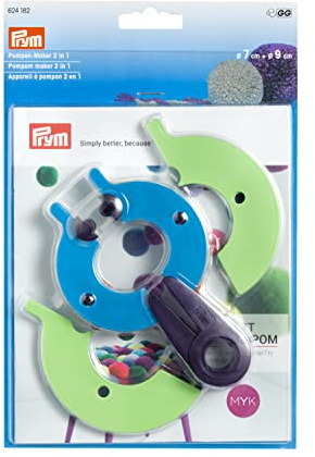 Prym Pompon Maker 2 in 1, attrezzo per creare pompon (etichetta in lingua italiana non garantita), multicolore, Grande: L