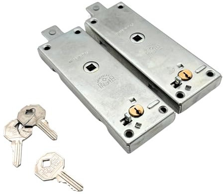 PREFER - Coppia di Serrature per Basculante/Garage con Cilindro Tondo in Ottone - Chiusura Sicura con 3 Chiavi Incluse