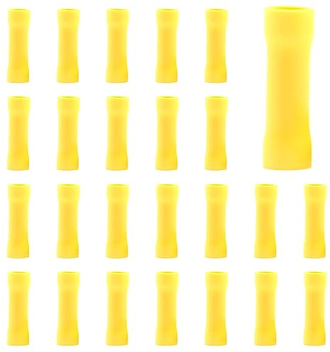 CEEYSEE 100Pcs Kabelverbinder Butt-Kabelverbinder Stoßverbinder Quetschverbinder - Isolierte PVC Quetschverbinder - für 4.0–6.0 mm² Kabel(Gelb/DPTY)