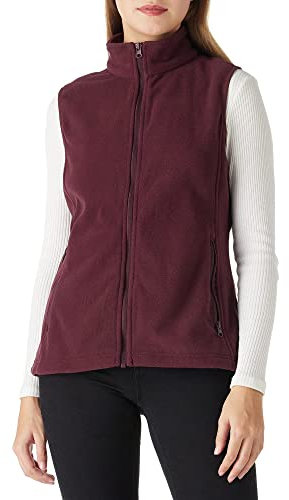 Outdoor Ventures Fleece Weste für Damen,Weich Ärmellos Jacke mit Reißverschlusstaschen, Sport Laufweste Frühling Herbst Fleeceweste Frauen Weinrot XL/44