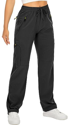 Toomett Women's Hiking Pants Quick Dry UPF 50 Travel Golf Safari Running Lightweight Camping Work Cargo Pants Zipper Pockets,6608,Black,M