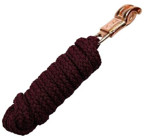 Führstrick Pferd mit Panikhaken Roségold - Anbindeseil für Pferde, Ponys, Shetty - Länge 2m Anbindestrick, Führleine - Bordeaux