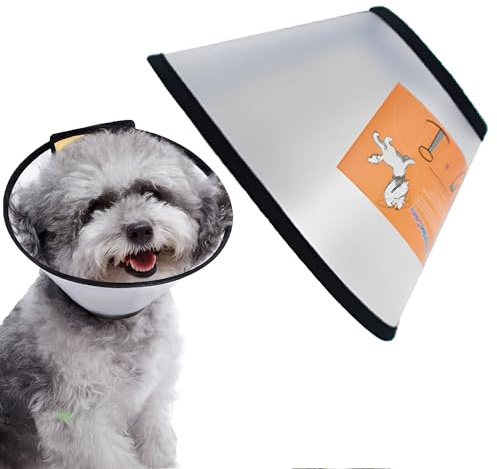 JIAMIAN Adjustable Pet Cat Cone Protection Collar Anti-bite Lick Protective Healing Safety Plastic Necklace, Protection Collars, Elizabetan Collar Large Dog (Neck:23-27cm)