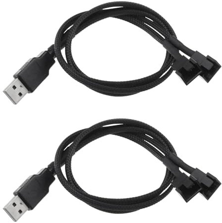 Create idea Lot de 2 câbles adaptateurs USB vers double tête 3 broches/4 broches pour ventilateur PC 5 V pour ventilateurs d'ordinateur 12 V USB vers 3 broches/4 broches
