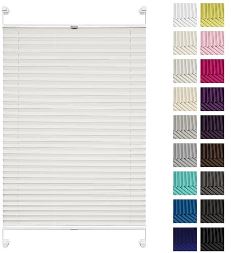 Rettika Plissee ohne Bohren, Plissee klemmfix, Perle, Breite: 80 cm, Höhe: 200 cm, Fensterrollo Sonnenschutz, Plisseerollo innen, Rollo für Fenster ohne Bohren