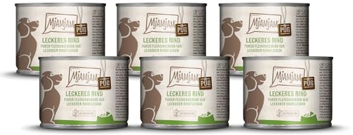 MjAMjAM - Premium Nassfutter für Hunde - Purer Fleischgenuss - leckeres Rind pur, 6er Pack (6 x 200g), getreidefrei mit extra viel Fleisch