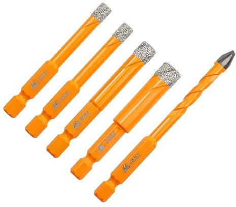 EXFEIN Punte Diamantate e Set di Punte in Carburo - Per Piastrelle, Marmo, Muratura, Legno, Plastica (6/6/8/10mm+6mm)
