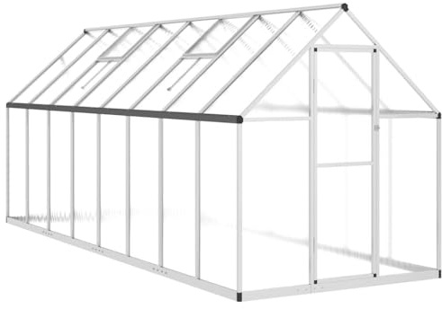 vidaXL Växthus med ram silver 445x169x195 cm aluminium