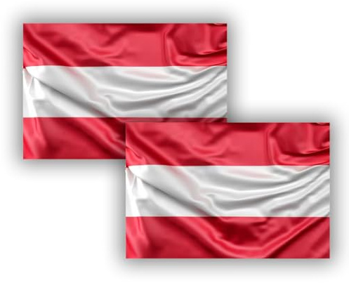 Flagge Österreich, 90 cm x 150 cm, große Flagge mit Mastschlaufe und Kordeln zum Befestigen, leichte Flagge für Sport, Fußball, Gebäude (Österreich, 2 Stück)
