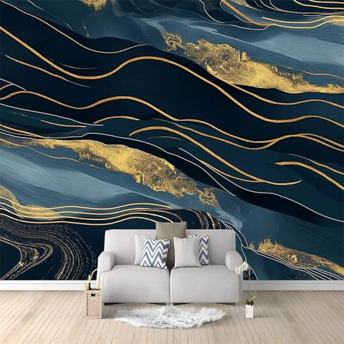 Papier Peint Intissé Lignes Dorées En Marbre 200x140 cm Papier Peint Panoramique Moderne, Papier Peint Mural Photo pour Salon, Chambre, Décor Fond TV