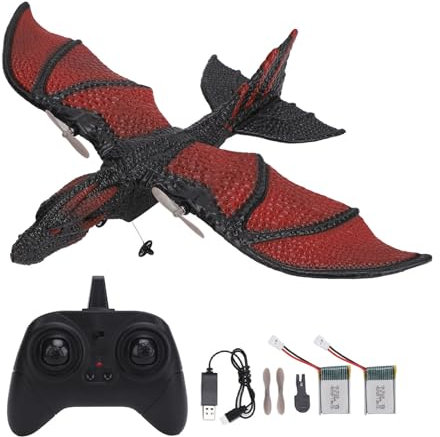 BuyWeek RC Flugzeug, Dinosaurier Ferngesteuertes Flugzeug 2,4 GHz Empfänger Ferngesteuerte Modellflugzeug Spielzeug für Über 14 Jahre Alt Kinder Erwachsene (2 Batterie)