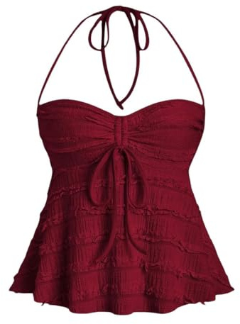 Moollyfox Canotta Elegante Donna – Top Y2K Sexy Senza Schienale con Scollo all'Americana e Fiocco, Crop Top Elegante Senza Maniche per Estate, Festa, o Tempo Libero