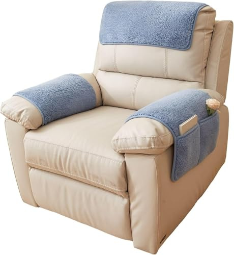 Armlehnenschoner beige armlehnenbezüge kopfschutz für sofa couch überzug l form armbezug, sesselbezüge für ohrensessel kopfstützenschutz armlehnen organizer arm bezug armrest cover 1(1944,1 Seater 3 p