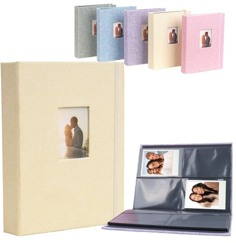 CROUTE Mini-Fotoalbum, Kompatibel mit Polaroid, Bietet Platz für 208 Fotos, Kompatibel mit Fujifilm Instax Mini 9/11/12/Evo & Polaroid Snap (Beige)