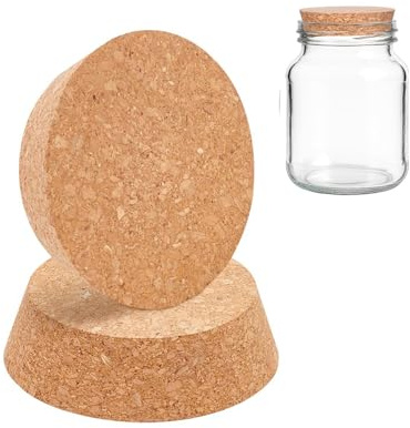 2 Tapones de Corcho Cónicos, 110x90mm, Tapones de Corcho Grandes, Vino Corcho de Tarro 3 Cm Grosor para Botella de Vino, Garrafas, Cerámica, Botella de Vidrio de Cerveza, 3cm de Espesor (2)