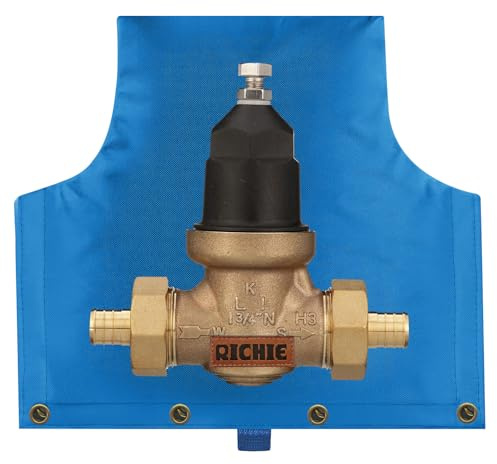 Backflow Preventer Insulated Cover (5°F) for Winter Freeze Protection, 14 W x 13 H Thickened Pressure Reducing Value & Well Pump Cover, Outdoor Waterproof Insulation Pouch for Sprinkler Valve, Blue