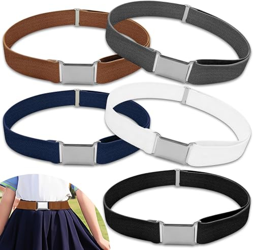 Leyrens Ceinture pour Enfants, Lot de 5 Ceinture Élastique Tressée Extensible Ajustable pour enfants avec boucle en métal simple, Multicolore, Garçons Filles pour Pantalons, Jeans, Robes