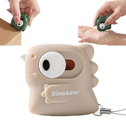 3-in-1 Dinosaur Box Cutter with Auto-Retracting Ceramic Mini Retractable Utility Knife with Magnet & Lanyard Hole, Lightweight Safe Letter Opener for Packages, Tape, Paper (1PCS Khaki)