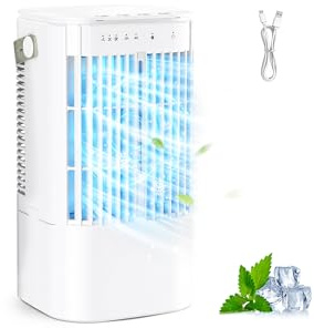 Portable Air Conditioner,1000ML Air Conditioning with Quiet Cool Mist, 7-Color Night Light, 120° Oscillation & Timer, for Bedroom, Car, Office
